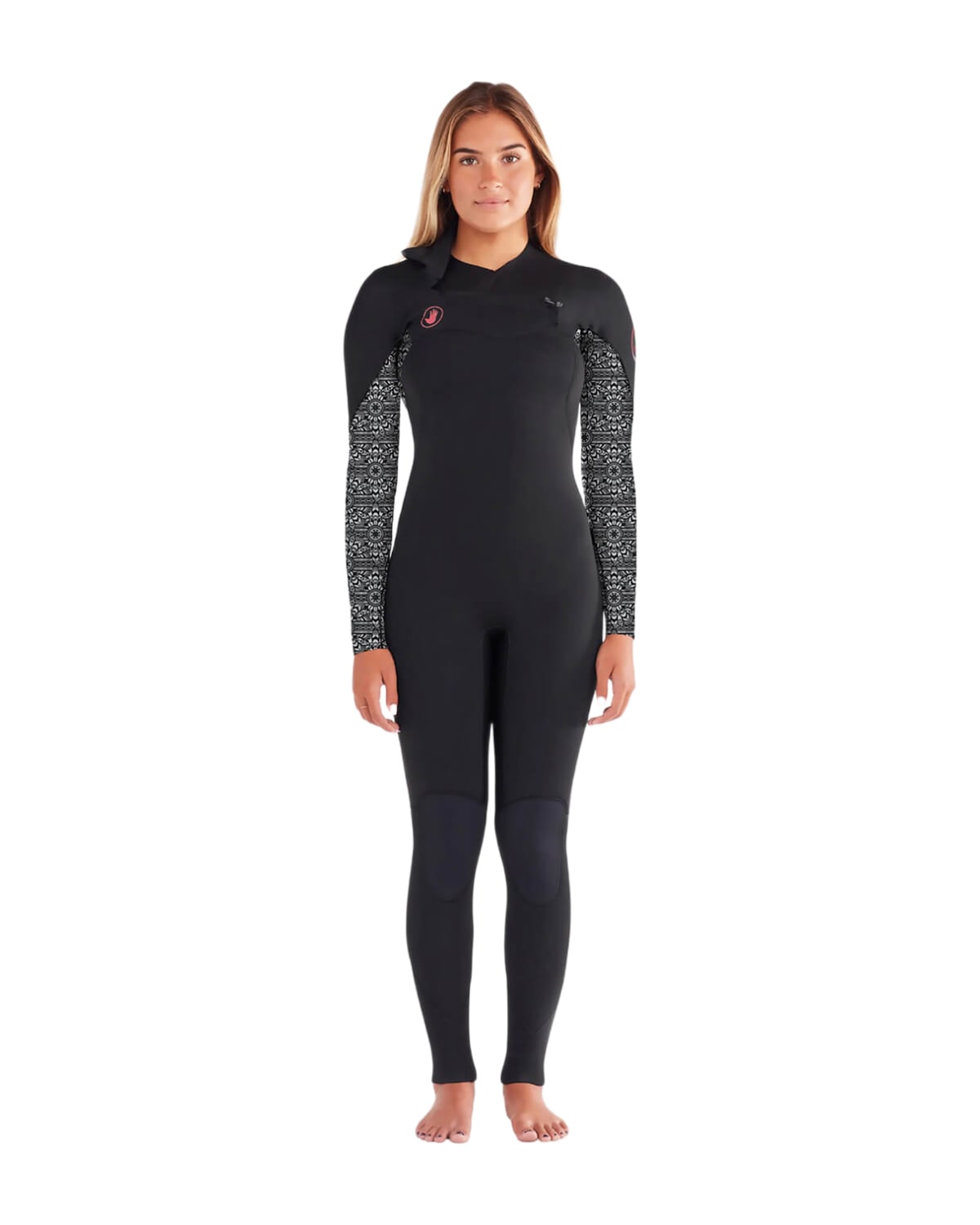 4/3mm Women's Body Glove STELLAR Chest Zip Fullsuit, Black, front view