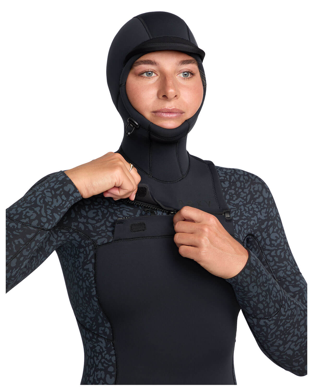 5/4mm Women's Roxy SWELL NATURAL Hooded Chest Zip Wetsuit