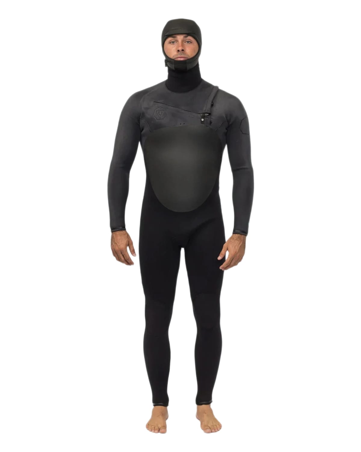 5/4mm Men's Vissla HIGH SEAS Hooded Fullsuit, Gray, front view