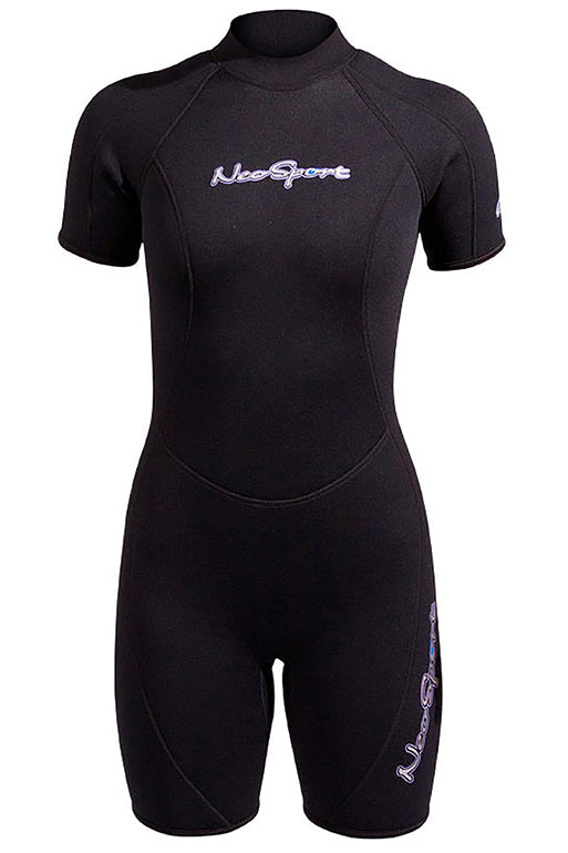 3mm Women's NeoSport Shorty Springsuit, Black, front view