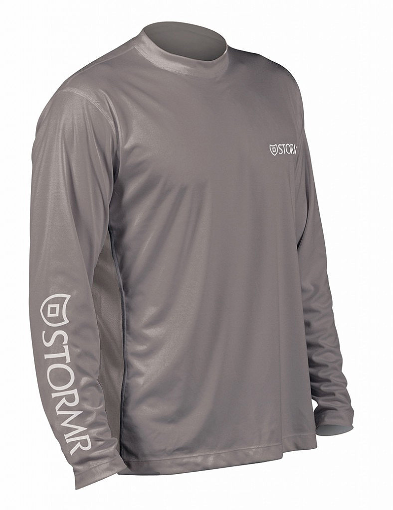 Men's Stormr UV SHIELD L/S Rashguard, Gray, front view