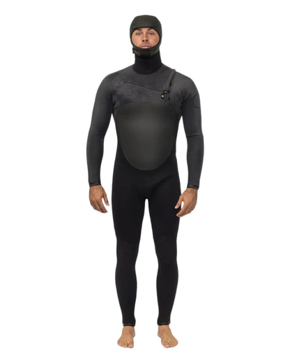 
5/4mm Men's Vissla HIGH SEAS Hooded Fullsuit, Gray, front view
