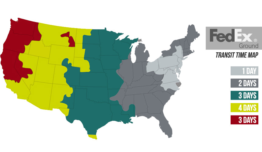 Shipping Information Wetsuit - Fedex Ground Transit Time Map 