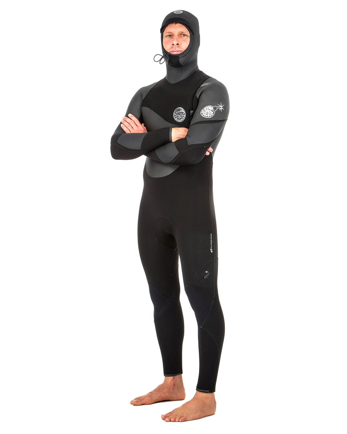 6/4mm Men's Rip Curl FLASHBOMB HEAT SEEKER Hooded Fullsuit
